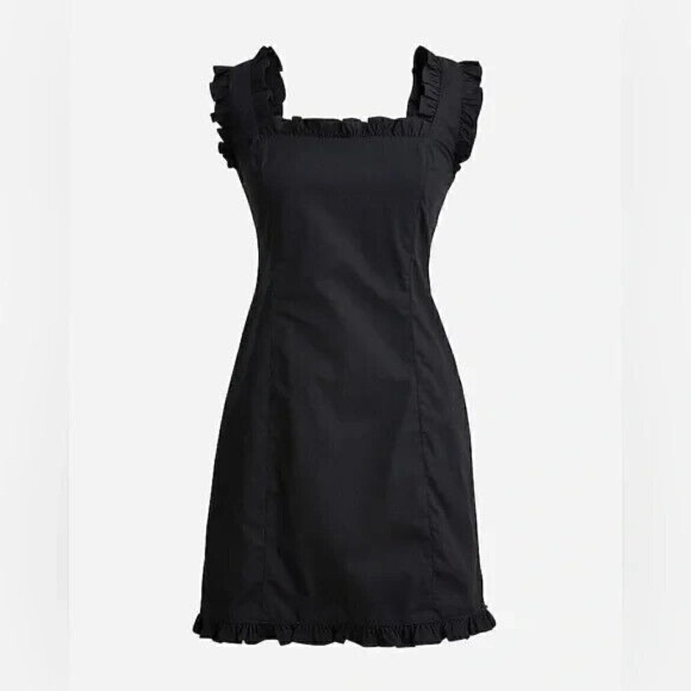 J Crew Ruffle Trim Mini Dress in Stretch Cotton Poplin Plus Size 24 NWT BR445